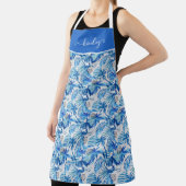 明るい青の熱帯水彩パターン エプロン (インサイチュ)