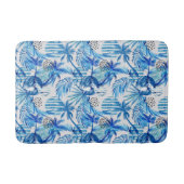 明るい青の熱帯水彩パターン バスマット (正面)