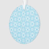 明るい青の白い幾何対称パターン オーナメント (正面)