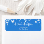 明るい青の白い星差出人住所 ラベル (インサイチュ)