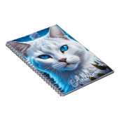 明るい青の目を持つ白猫パーソナライズされた ノートブック (右側)