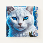 明るい青の目を持つ白猫パーソナライズされた ノートブック (裏面)