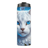 明るい青の目を持つ白猫フローラ タンブラー (正面)