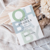 明るい青の緑の男の子の赤ちゃんシャワー 招待状