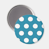 明るい青の背景の白いドット マグネット (正面/裏面)