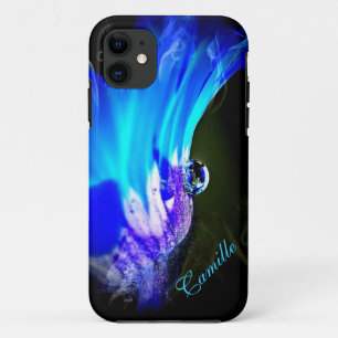 明るい青の花W/ウォータードロップiPhone 5ケース iPhone 11 ケース