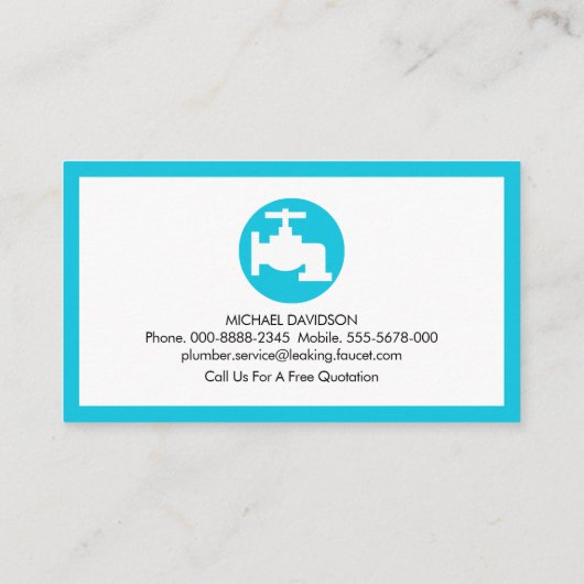 明るい青の蛇口フレーム配管 名刺 (裏面)