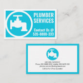 明るい青の蛇口フレーム配管 名刺 (正面/裏面)