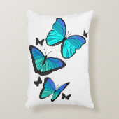 明るい青の蝶のフライトイラストレーション アクセントクッション (正面(垂直))