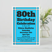 明るい青の80歳の誕生日 招待状 (スタンド正面)