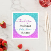 明るい青カラフル紫ありがとう赤ちゃんシャワー スタンダードカクテルナプキン (インサイチュ)