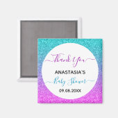 明るい青カラフル紫ありがとう赤ちゃんシャワー マグネット (正面/裏面)