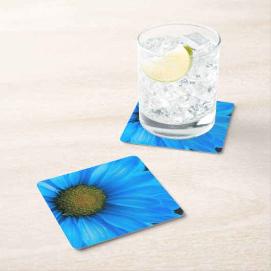 明るい青デイジー スクエアペーパーコースター (インサイチュ)
