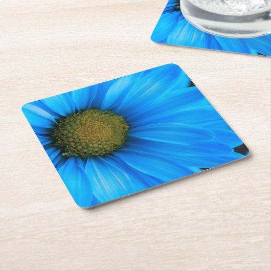 明るい青デイジー スクエアペーパーコースター (アングル)