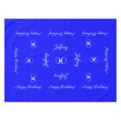 明るい青パーソナライズされた色90番目の誕生日テーブル布 テーブルクロス (正面(横))