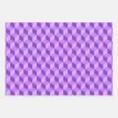 明るい青ピンクの紫の幾何学的キューブのパターン ラッピングペーパーシート (正面3)