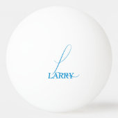 明るい青モノグラムの 卓球ボール (裏面)