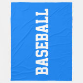明るい青地に白いBASEBALLの太字 フリースブランケット (正面)