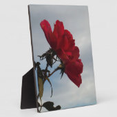 明るい青空に赤いバラ フォトプラーク (側面)