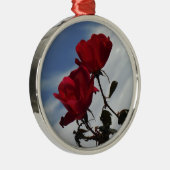 明るい青空に赤いバラ メタルオーナメント (右)