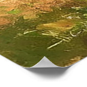 明るい青空の下の風光明媚なオレンジ色の果樹園 ポスター (角)