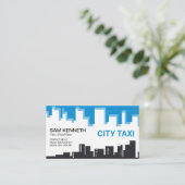 明るい青空建物シルエットタクシードライバー 名刺 (スタンド正面)