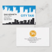 明るい青空建物シルエットタクシードライバー 名刺 (正面/裏面)