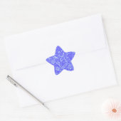 明るい青紫の花柄 星シール (封筒)