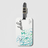 明るい青緑のアロハ蘭の花の荷物のラベル ラゲッジタグ (正面縦)