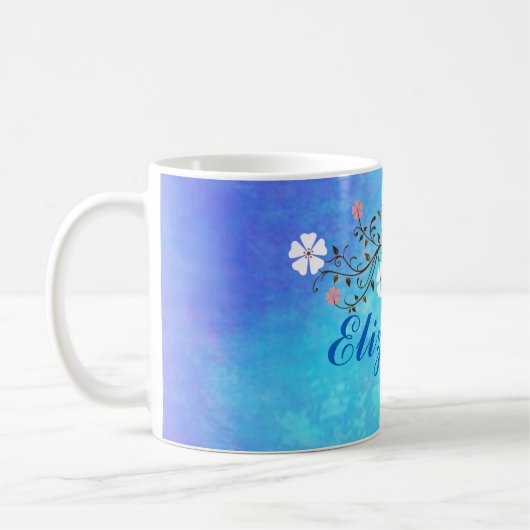 明るい青色のソフトウォーターパーソナライズされた色 コーヒーマグカップ (左)