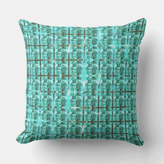 明るい青色の光沢、正方形またはグリッド内のイメージ アウトドアクッション (正面)