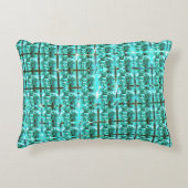 明るい青色の光沢、正方形またはグリッド内のイメージ アクセントクッション (正面)