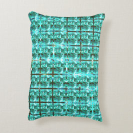 明るい青色の光沢、正方形またはグリッド内のイメージ アクセントクッション