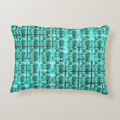 明るい青色の光沢、正方形またはグリッド内のイメージ アクセントクッション (裏面)