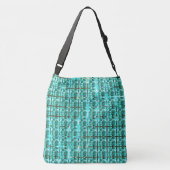 明るい青色の光沢、正方形またはグリッド内のイメージ クロスボディバッグ (裏面)