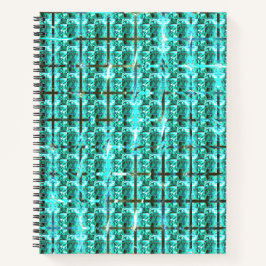 明るい青色の光沢、正方形またはグリッド内のイメージ ノートブック