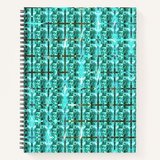 明るい青色の光沢、正方形またはグリッド内のイメージ ノートブック (正面)