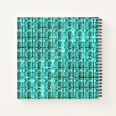 明るい青色の光沢、正方形またはグリッド内のイメージ ノートブック (裏面)