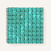 明るい青色の光沢、正方形またはグリッド内のイメージ ノートブック (正面)