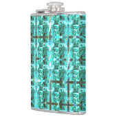 明るい青色の光沢、正方形またはグリッド内のイメージ フラスク (左)