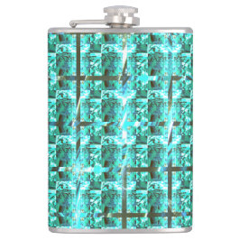 明るい青色の光沢、正方形またはグリッド内のイメージ フラスク