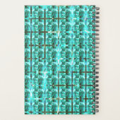 明るい青色の光沢、正方形またはグリッド内のイメージ プランナー手帳 (裏面)