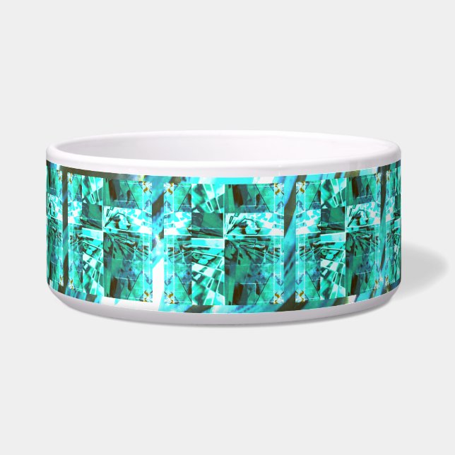 明るい青色の光沢、正方形またはグリッド内のイメージ ボウル (正面)