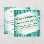 明るい青色の光沢、正方形またはグリッド内のイメージ 招待状 (正面/裏面)