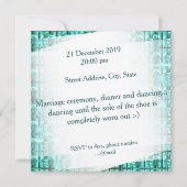 明るい青色の光沢、正方形またはグリッド内のイメージ 招待状 (裏面)