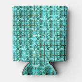 明るい青色の光沢、正方形またはグリッド内のイメージ 缶クーラー (正面)