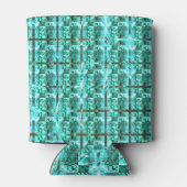 明るい青色の光沢、正方形またはグリッド内のイメージ 缶クーラー (裏面)