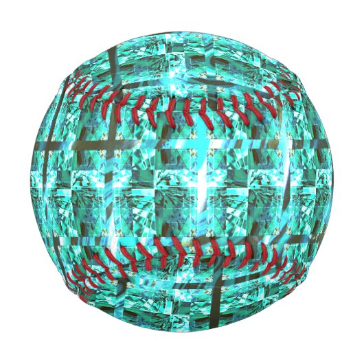 明るい青色の光沢、正方形またはグリッド内のイメージ 野球ボール (正面)