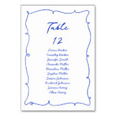 明るい青色の手描き/手書きシーティングチャート テーブルナンバー (正面)