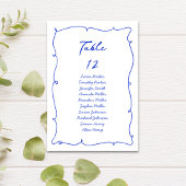 明るい青色の手描き/手書きシーティングチャート テーブルナンバー